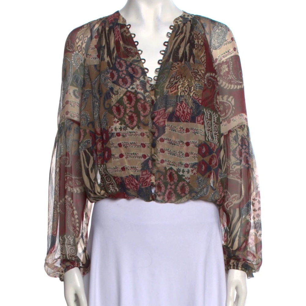 Veronica Beard Multicolor Patchwork Patterned Blo… - image 2